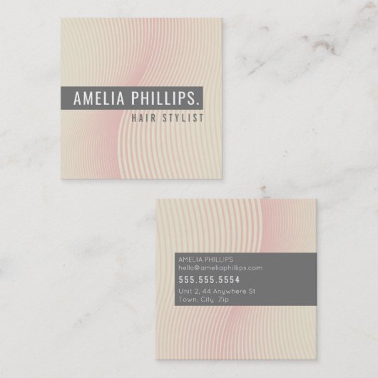 TRENDY WAVE moderne gekrümmte Linien Elfenbein bla Quadratische Visitenkarte (Vorne/Hinten)