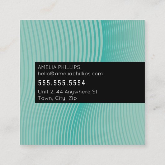 TRENDY WAVE moderne geschwungene Linien Minze Jade Quadratische Visitenkarte (Rückseite)