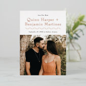 Trendy Wave Rose Gold Foil Foto Save the Date Folieneinladung (Stehend vorne)