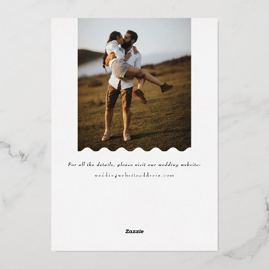 Trendy Wave Rose Gold Foil Foto Save the Date Folieneinladung (Rückseite)