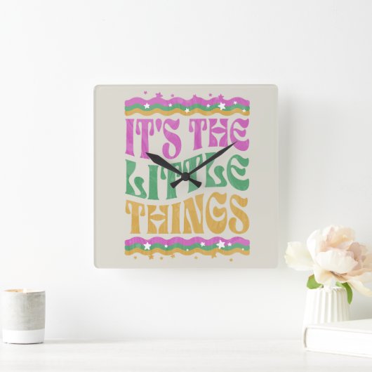 Trendy Wavy Text Inspirational Affirmation Boho Quadratische Wanduhr (Zuhause)