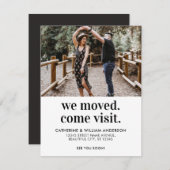 Trendy We Moved Come Besuch Foto Typografie Moving Ankündigung (Vorne/Hinten)