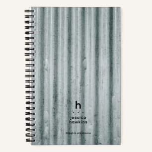Trendy Weathered Corrugated Steel Modern Monogram Notizblock