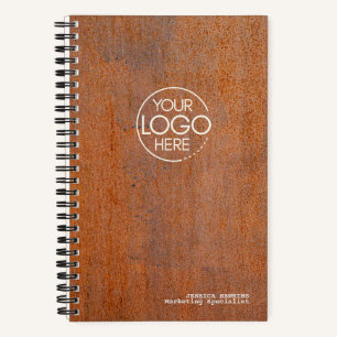 Trendy Weathered Rusted Steel Modern Logo Notizblock