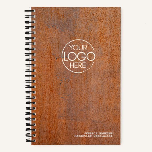Trendy Weathered Rusted Steel Modern Logo Notizblock (Vorderseite)