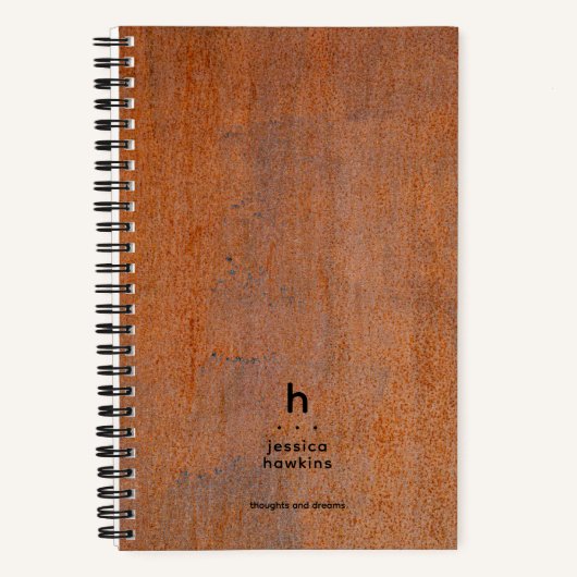 Trendy Weathered Rusty Steel Modern Monogram Notizblock (Vorderseite)