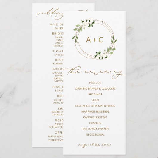 Trendy Wedding Gold Geometric Greenery Wasserfarbe Programm (Vorne/Hinten)