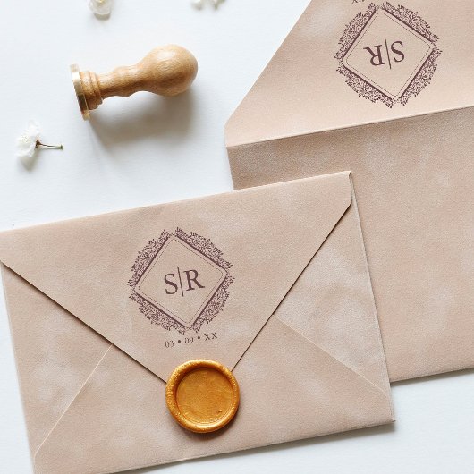 Trendy Wedding Initials Ornamental anspruchsvoll Gummistempel