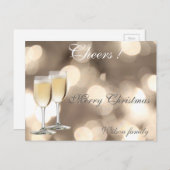 Trendy Weihnachts-Champagner-Gläser bokeh Feiertagspostkarte (Vorne/Hinten)