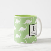 Trendy weiße Brontosaurus-Dinosaurier Zweifarbige Tasse (VorderseiteRechts)