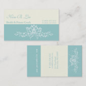 Trendy weißer Lotos-Blumen-Yoga auf aquamarinem Visitenkarte (Vorne/Hinten)