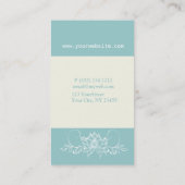 Trendy weißer Lotos-Blumen-Yoga auf aquamarinem Visitenkarte (Rückseite)