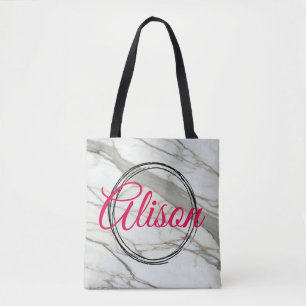 Trendy weißer Marmor und Fuchsia tragen den Namen Tasche