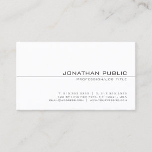 Trendy weißer schlichter hoch entwickelter visitenkarte