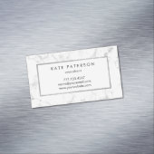 Trendy weißer silberner Glitzer-Marmorierungrahmen Magnetische Visitenkarte (Beispiel)