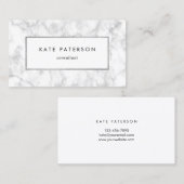 Trendy weißer silberner Glitzer-Marmorierungrahmen Visitenkarte (Vorne/Hinten)