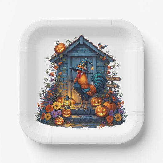 Trendy Welcome Halloween Spooky Roaster Party Pappteller (Vorderseite)