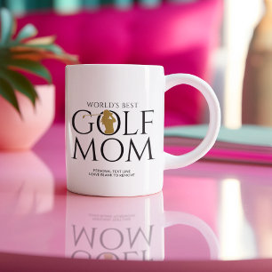 Trendy "WELTBESTE GOLF-MAMA" Gold Kaffeetasse