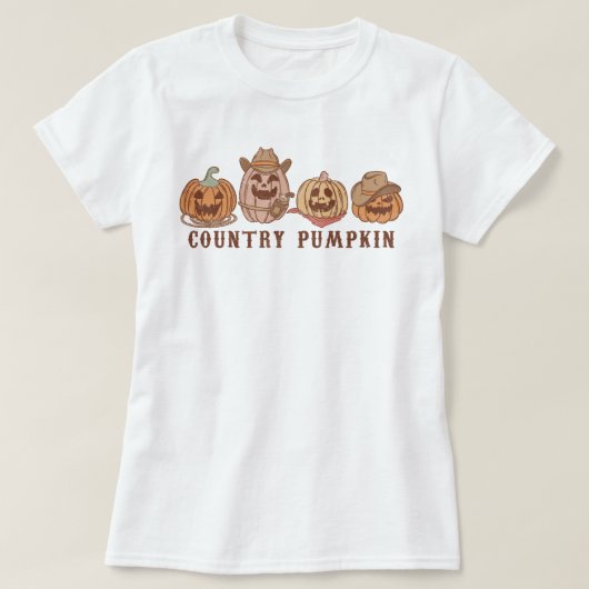 Trendy Western Country Cow Pumpkin Halloween T-Shirt (Design vorne)