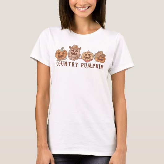 Trendy Western Country Cow Pumpkin Halloween T-Shirt (Vorderseite)