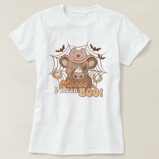 Trendy Western Funny Cow Moo Boo Halloween T-Shirt (Design vorne)