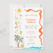 Trendy Whimsical Doodle Hand Drawn Beach Wedding Einladung (Vorderseite)