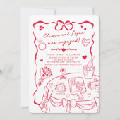 Trendy Whimsical Engagement Party Einladung (Vorderseite)