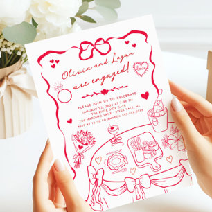 Trendy Whimsical Engagement Party Einladung