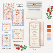 Trendy Whimsical Hand Drawn Blue Orange Menükarte