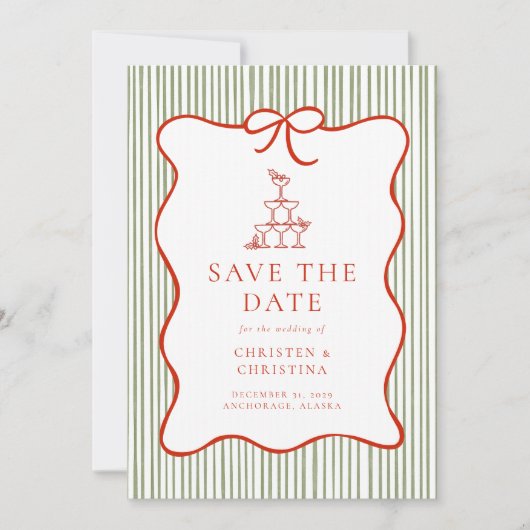 Trendy Whimsical Hand Drawn Bow Photo  Save The Date (Vorderseite)