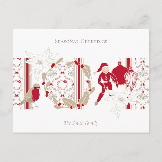 Trendy Whimsical Handmade Frohen Festtage Feiertagspostkarte (Vorderseite)