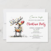 Trendy whimsical reindeer holiday party invite einladung (Vorderseite)