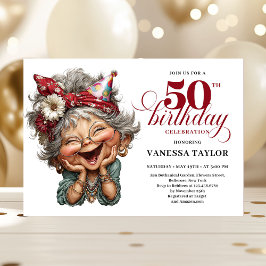 Trendy Whimsical Woman 50th Birthday Funny Humor  Einladung