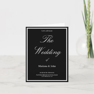 Trendy White and Black Formal Simple Chic Hochzeit Einladung