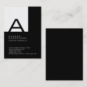 Trendy White Black Monogram Strip Business Card Visitenkarte (Vorne/Hinten)