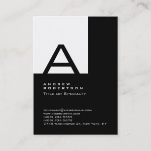 Trendy White Black Monogram Strip Business Card Visitenkarte