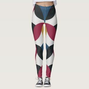 Trendy White Burgundy Blue Black Yellow Mode Leggings