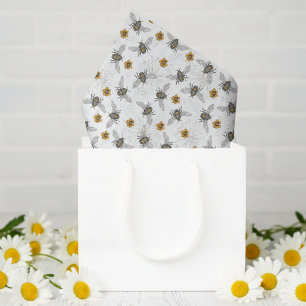 Trendy White Buzzing Spring & Summer Honeybee Seidenpapier