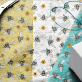 Trendy White Buzzing Spring & Summer Honeybee Seidenpapier