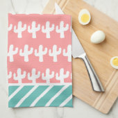 Trendy White Cactus & Geometric Geschirrtuch (Viertel Falte)