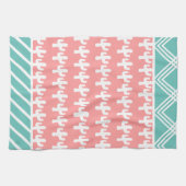 Trendy White Cactus & Geometric Geschirrtuch (Horizontal)