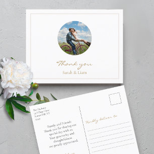 Trendy White Couple Foto Wedding Vielen Dank Postkarte