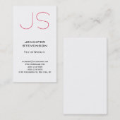 Trendy White Crimson Red Monogram Business Card Visitenkarte (Vorne/Hinten)