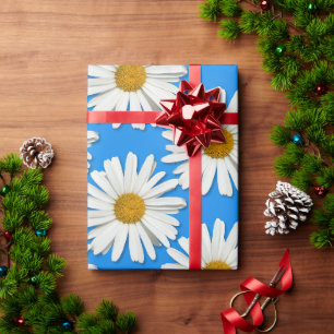 Trendy White Daisy Blume Blossom - Blumenmotiv Geschenkpapier