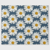 Trendy White Daisy Blume - Navy Blue Fashion Geschenkpapier (Flach)