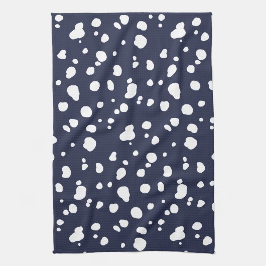 Trendy White Dalmatiner Spots & Navy Geschirrtuch (Vertikal)