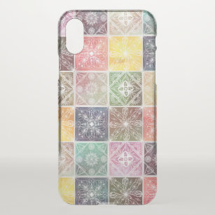 Trendy White Geometric Ornament Farbenfrohe Tile A iPhone X Hülle