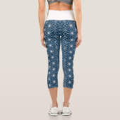 Trendy White Geometrie Star Muster Blau Capri Leggings (Rückseite)