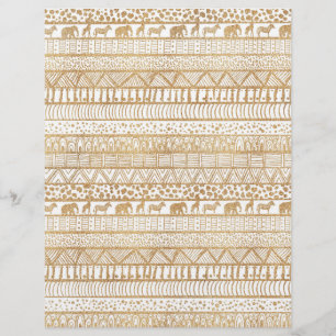 Trendy White Gold Tribal Afrikanisches Muster Briefbogen