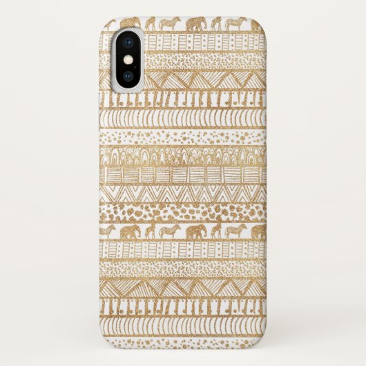 Trendy White Gold Tribal Afrikanisches Muster Case-Mate iPhone Hülle (Rückseite)